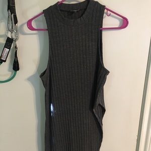 Long Express grey tank with ribs and side slit
